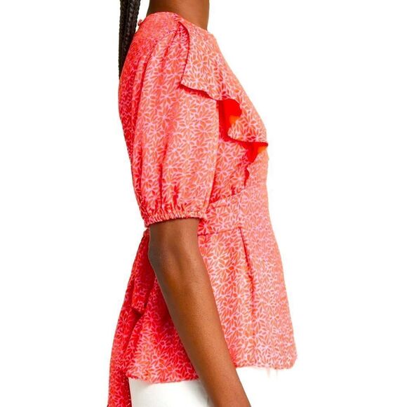 NWT New Ted Baker London Devonna Coral Floral Ruffle US 12/XL (TB 5) - Picture 4 of 12